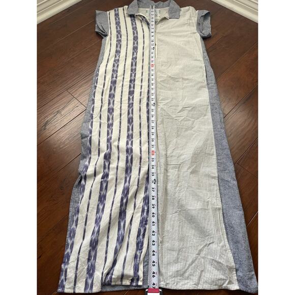Nomad Tribe Recycled Cotton Button Striped Long Shirt Maxi Dress Sz Small - Picture 8 of 9